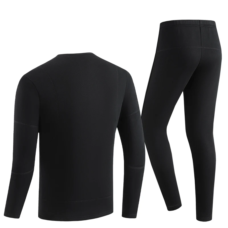 USB Thermal Underwear Men: Fleece Lined Long Johns Base Layer Cold Weather Winter Ski Thermals Top And Bottom Set Black Large