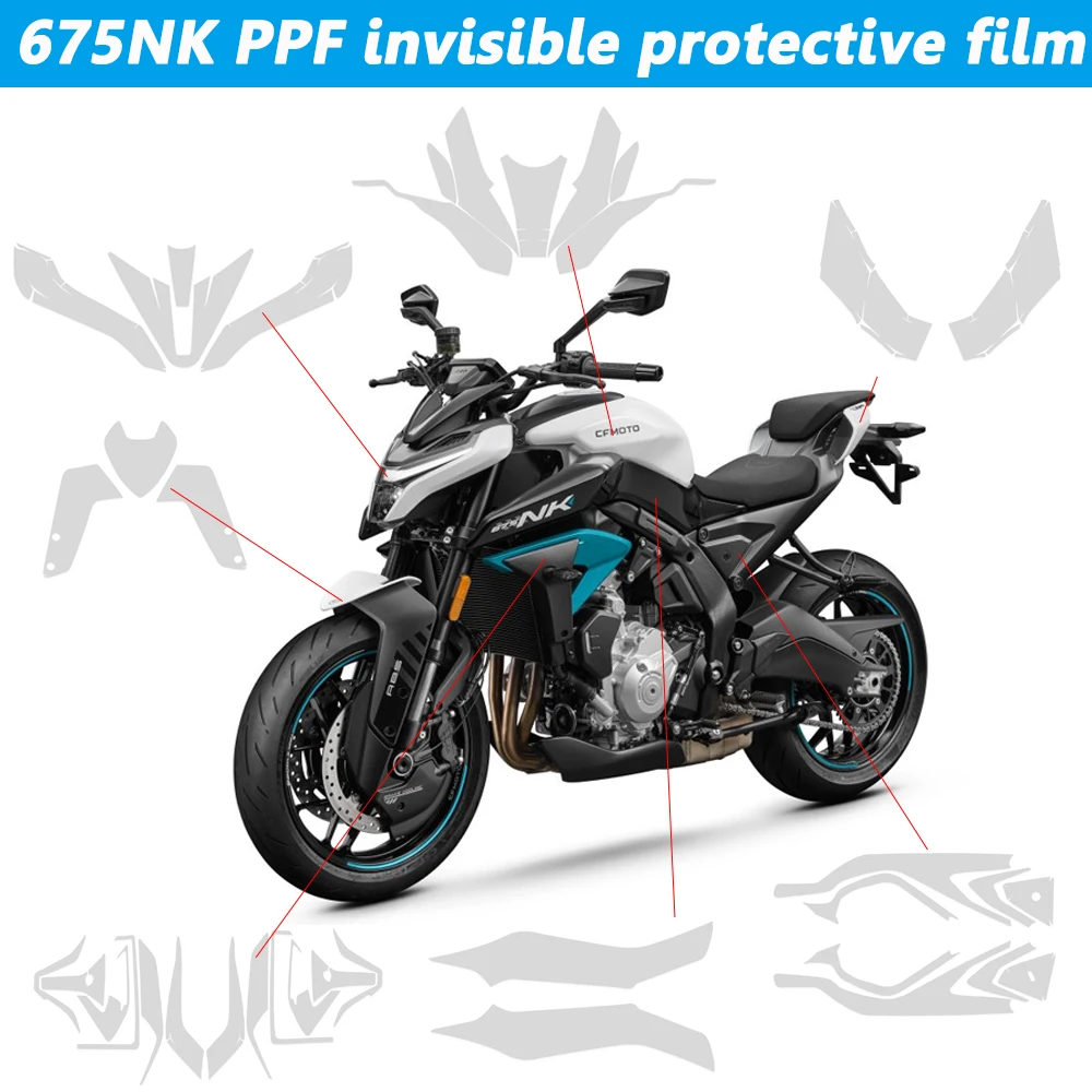 

PPF 675NK Невидимая защитная пленка Высококачественная мотоциклетная пленка для CFMOTO 675 NK NK675 Запчасти ТПУ PPF Автомобильная одежда
