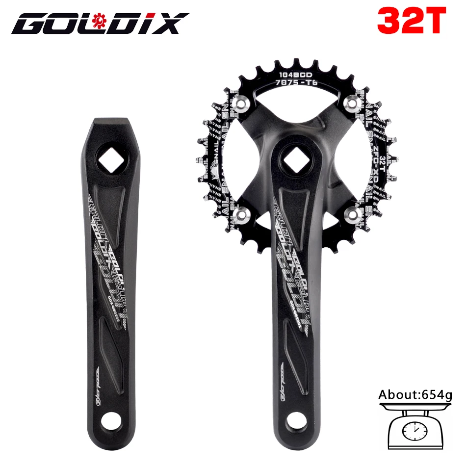 Goldix Vierkant loch Fahrrad Kurbel garnitur Aluminium legierung MTB Kurbel 165/170/175mm Länge schmale breite Zähne 104bcd 32/34/36/38/40/42t