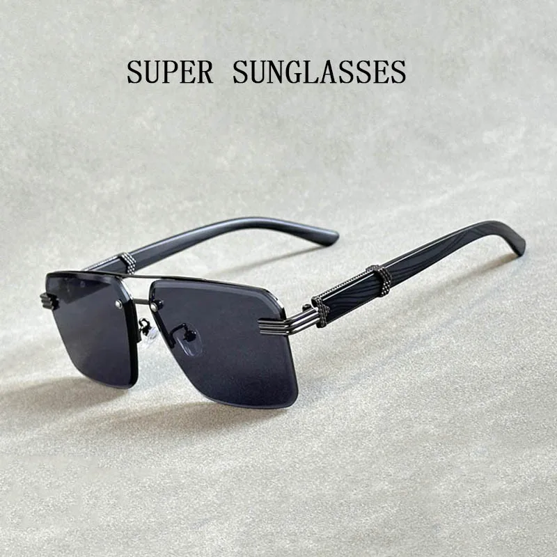 2024 Oculos Fashion Sunglasses For Men Rimless Sunglasses Women Wooden Square Glasses Luxury Oversized Sun Lentes Vintage Gafas