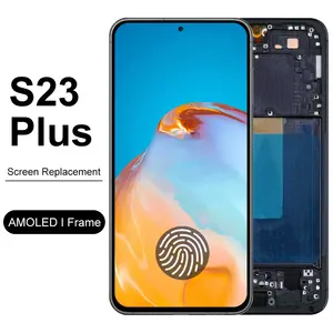 Bilashmart AMOLED Screen Assembly Samsung Galaxy S23 Plus S23+ S916B S916B/DS LCD Display Touch Screen Digitizer with Frame Assembly