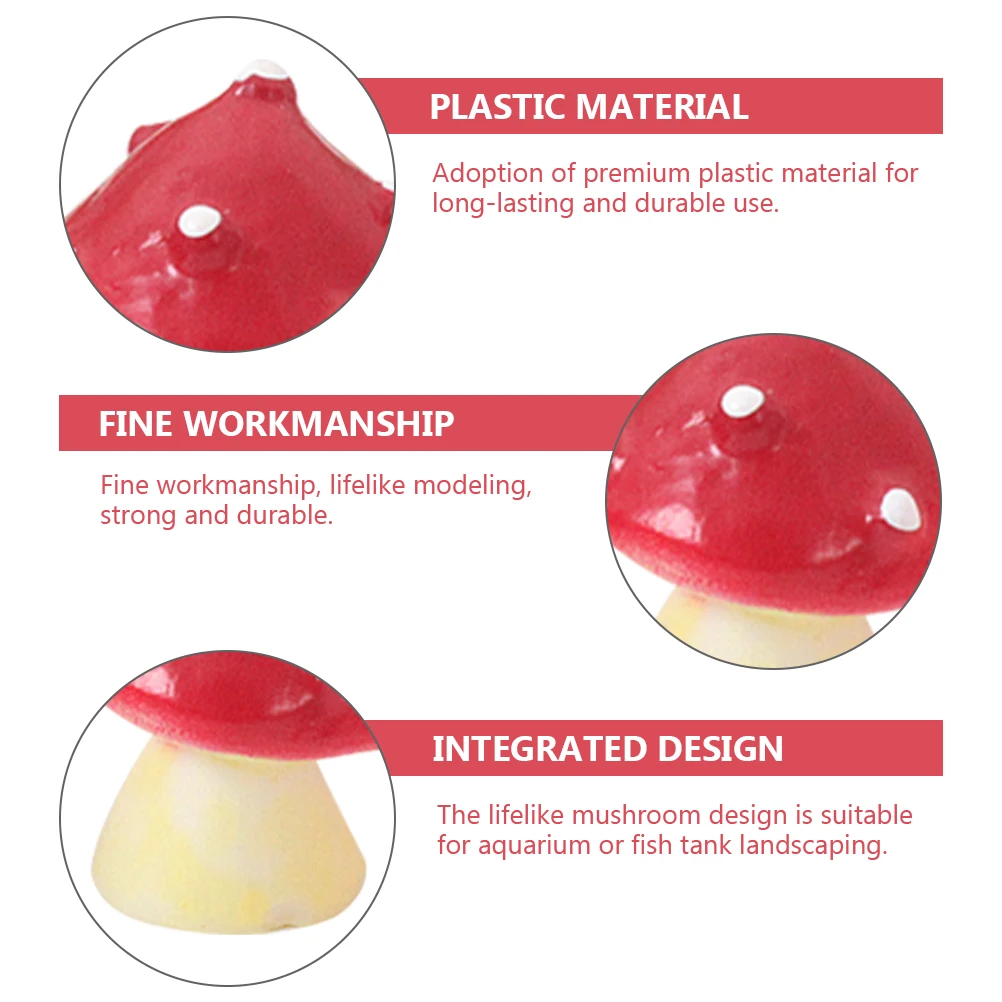 

10Pcs Mushroom Decor Decorative Aquarium Ornaments Lovely Mini Fish Tank Accessories Aquarium Landscaping Supply