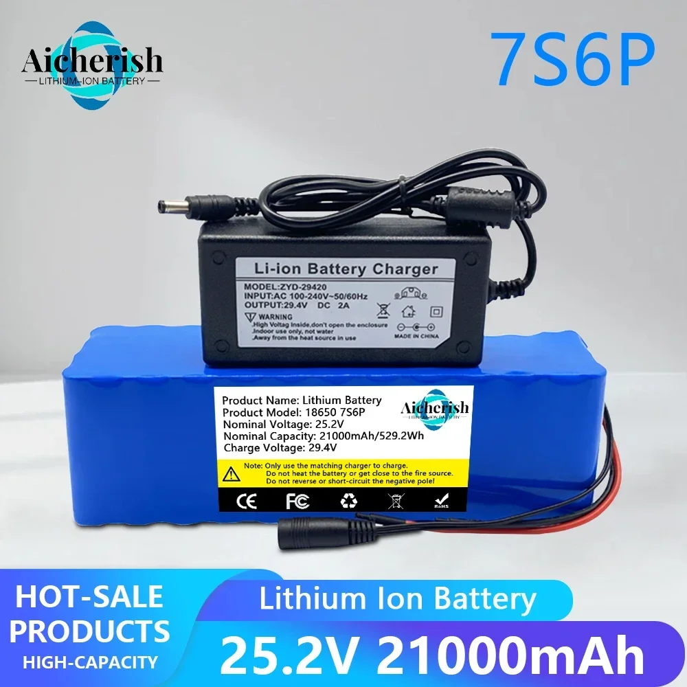 

7S6P 24V 21000mAh 18650 Li-ion Rechargeable Battery Pack for 24V Electric Bicycle Motor/scooter with BMS Optional Interface