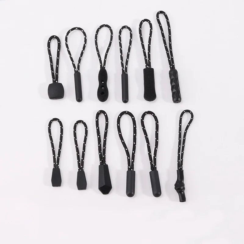 200pcs TPU Zipper Pull Rope End Fit Zippers Puller Zip Head Replacement Clip Buckle Fixer Coat Backpack Clothing Accessory