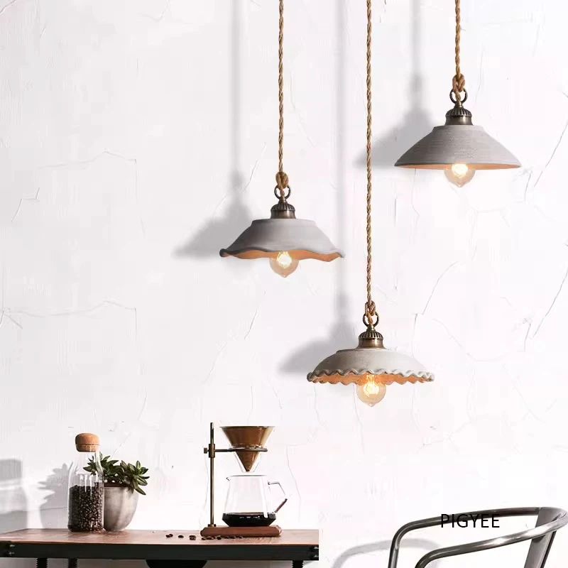 Vintage Ceiling Chandeliers For Dining Room Led Lighting Design Cement Flower Lamp Store Innovation Ring Fixture Decoration