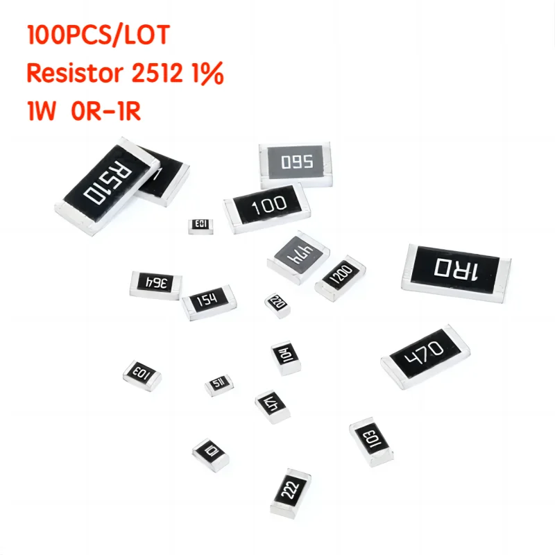 

100PCS Resistor 2512 1% 1W 0R-1R 0R ohm ~ 1R ohm Resistor Kit Assorted Kit Sample Kit 0R 0.01R 0.012R 0.33R 0.5R 0.75R 0.91R