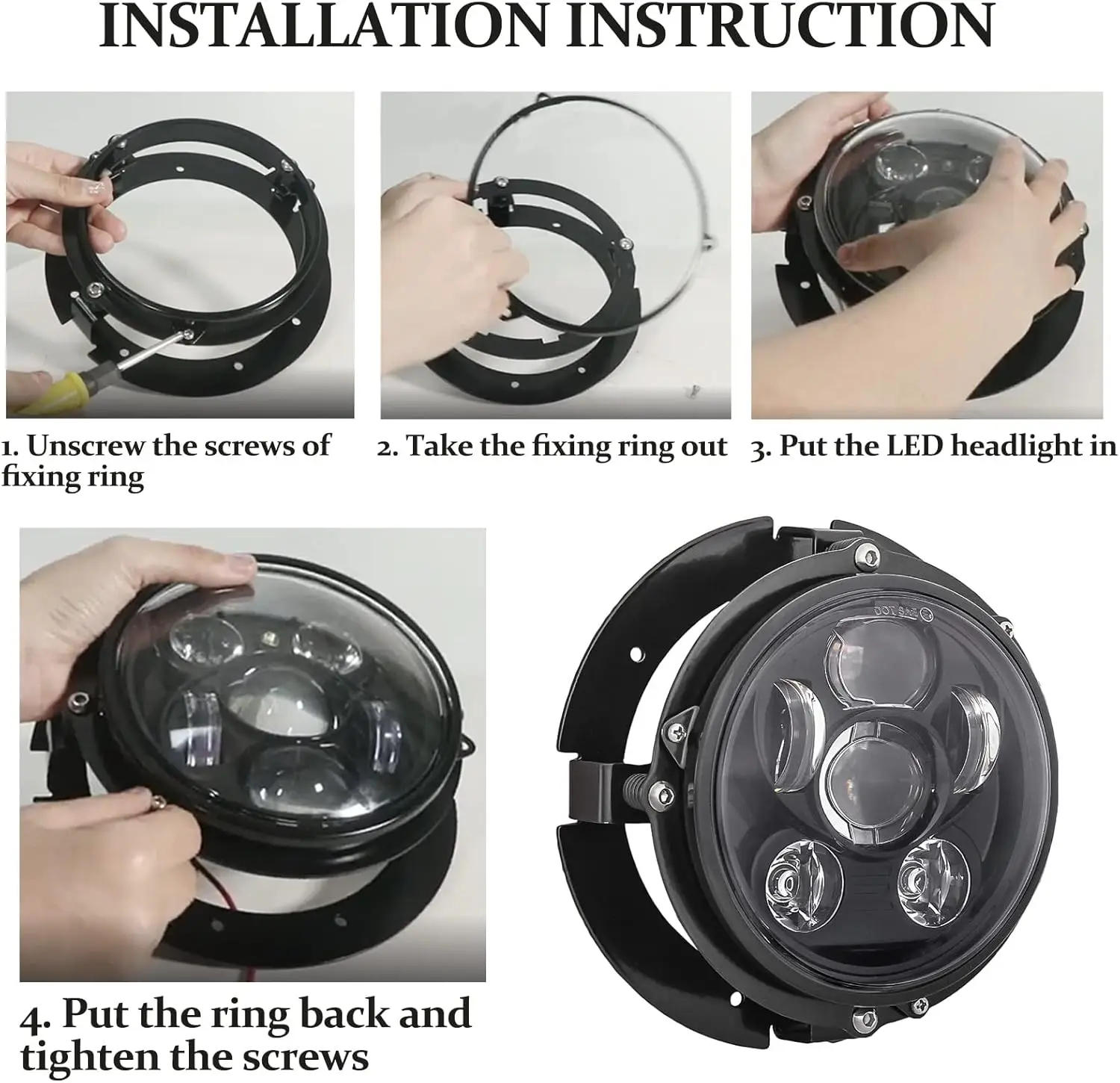 Universal Runde 5 3/4 "5,75 Zoll Motorrad LED Scheinwerfer Montage Halterung Schwarz/Silber Motor Scheinwerfer Halterungen Ring