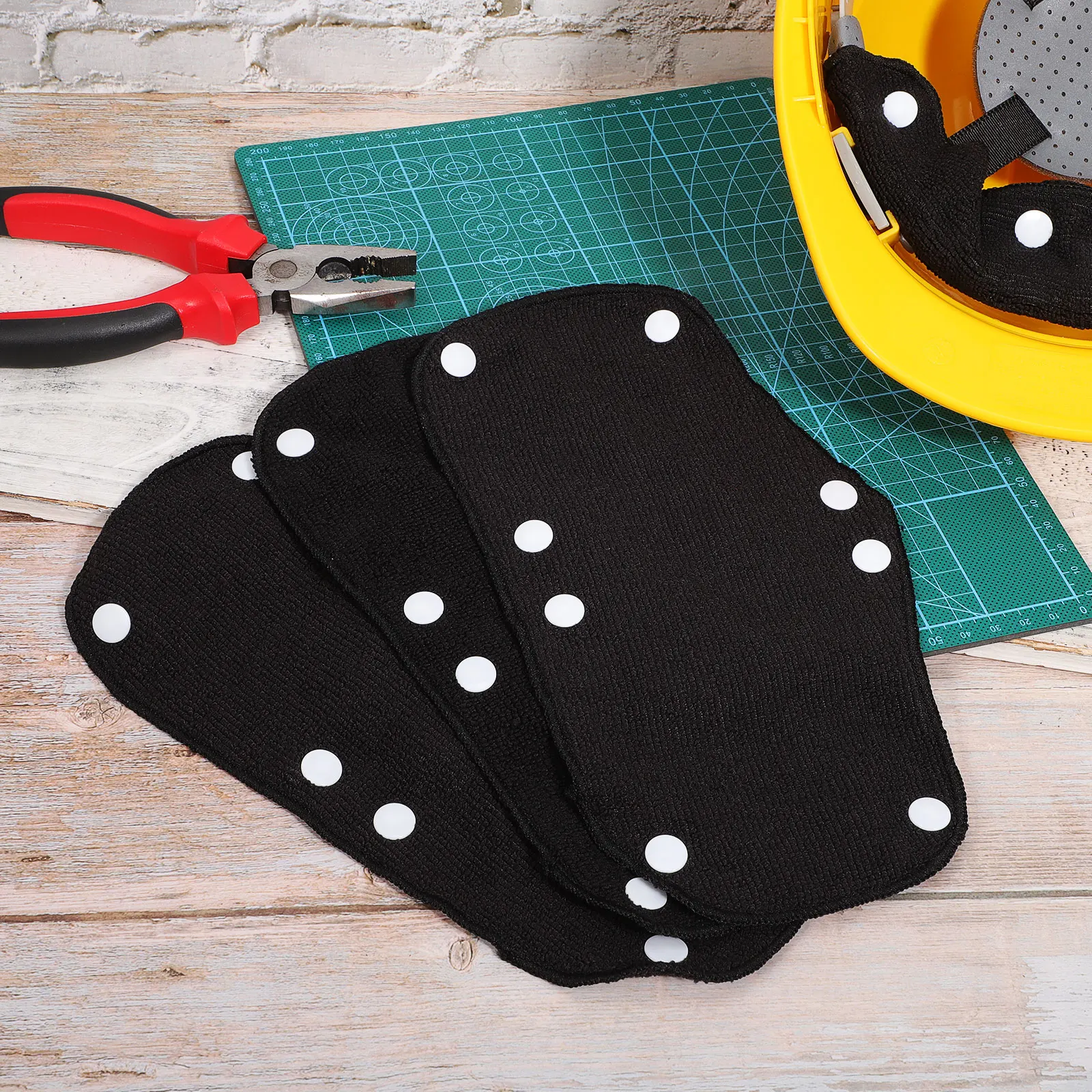 

10pcs Safety Liners Comfortable Reusable Washable Hard Hat Sweatbands Black Forehead Pads Accessories Helmets Protection