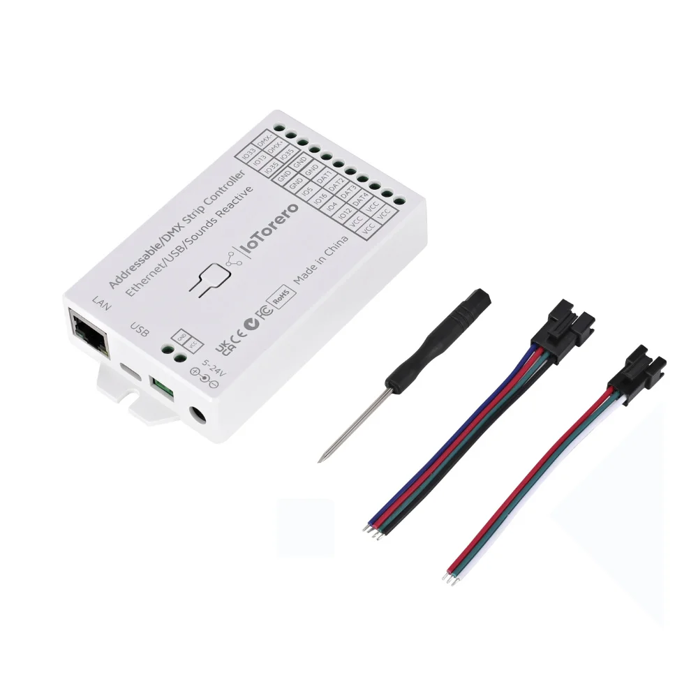 IoTorero WLED Ethernet ESP32 direccionable y controlador de tira LED DMX funciona con el asistente doméstico