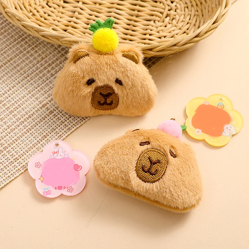 Cute Fruit Capibara Plush Keychain Cartoon Capybara Stuffed Doll Pendant Car Key Ring Backpack Bag Decor Kid Gift