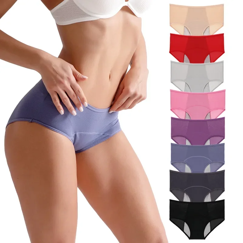 Plus Size Women Menstrual Period Panties Seamless Low Waist Breathable Briefs for Female Physiological Leak Proof Underpants