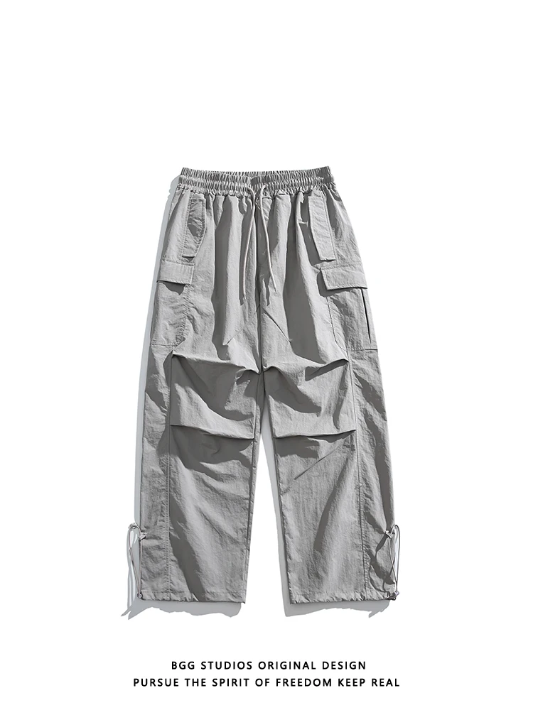 

Retro American Straight Leg Work Pants Loose Fit ex Spring Autumn Casual Trousers Pure Color Youth Faion Sle