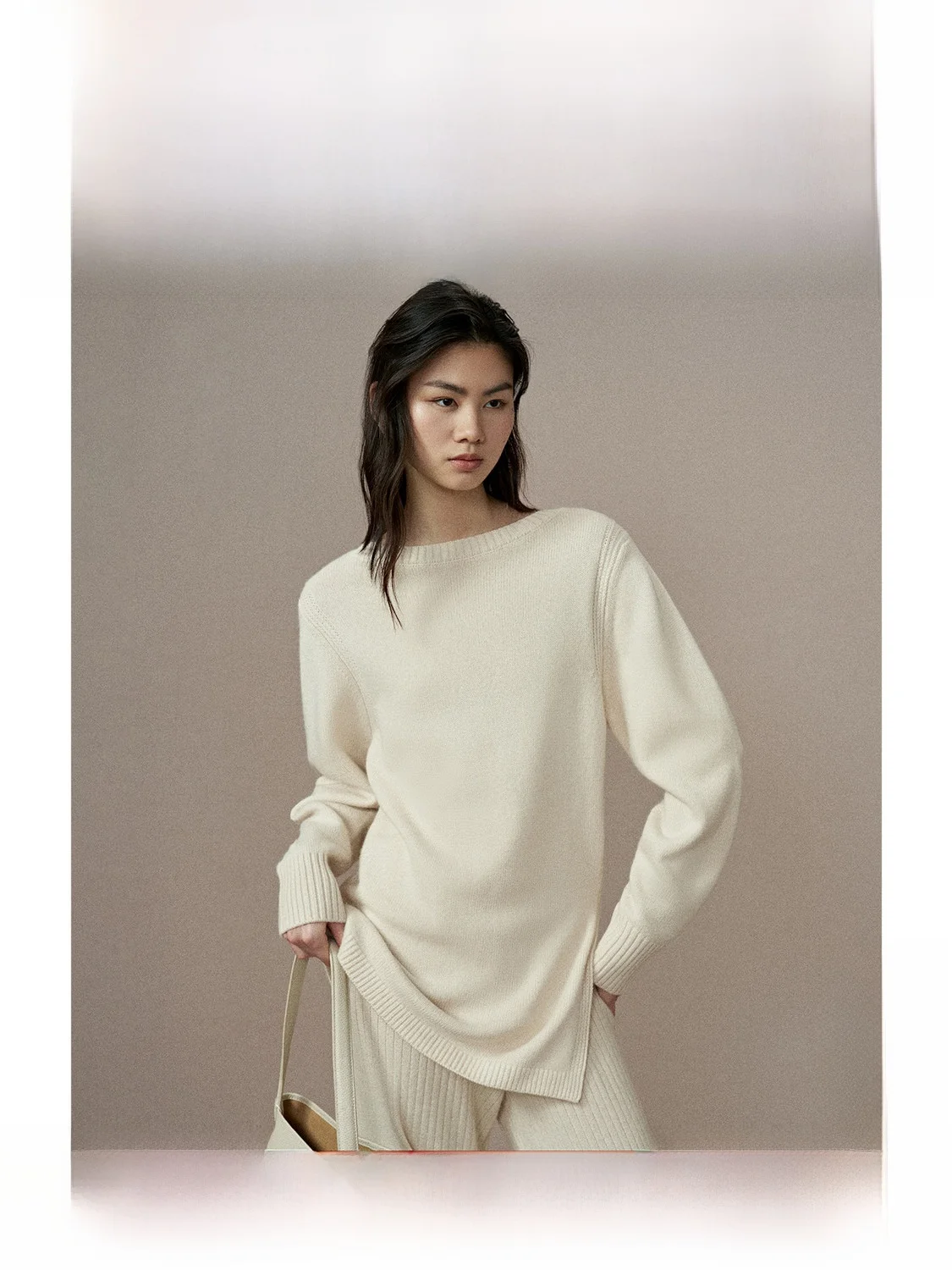 

ZhiZhi Women's Knitted Sweater round Ne Side Slit Warm Skin-friendly Winter New Arrival Wool Blend Long Sve Commute Sle