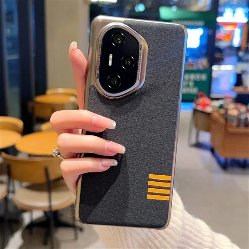 

For Honor 300 Pro Case Electroplated Raised Metal Frame Camera Lens Protection Plating Retro Soft Touch Fabric Cover