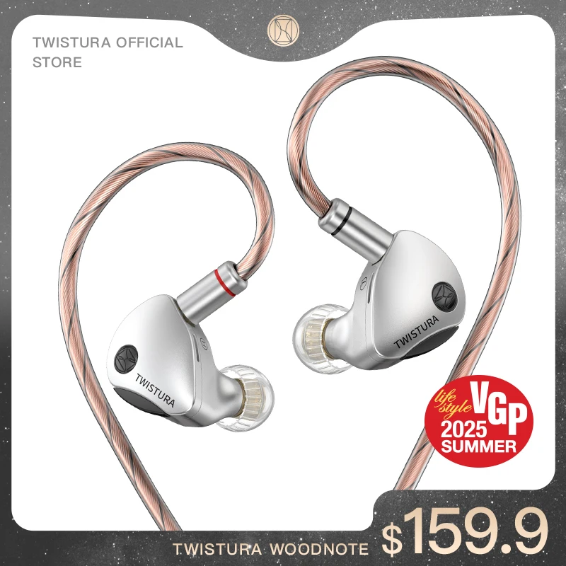 

TWISTURA WOODNOTE Flagship Wooden Wired Earphones HiFi Dynamic Driver In-Ear Headphones Audiophile IEM