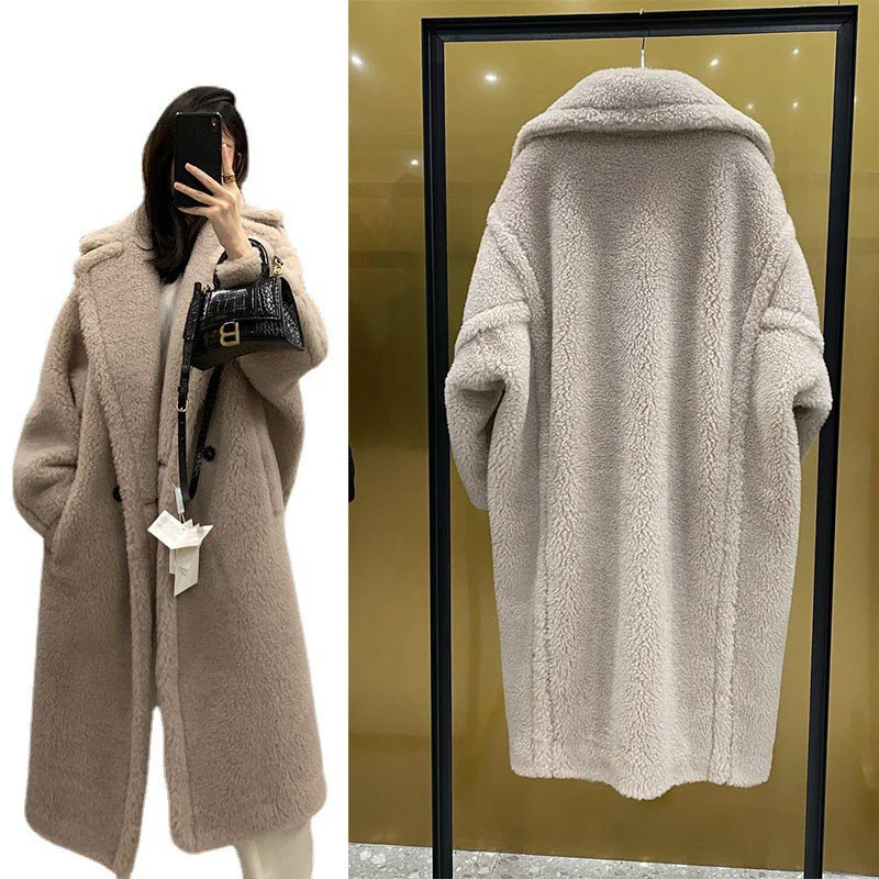 

2023 Alpaca +wool + Silk Coat Winter Thicken Teddy Coat Women's Coat Teddy Bear Coat Soft One