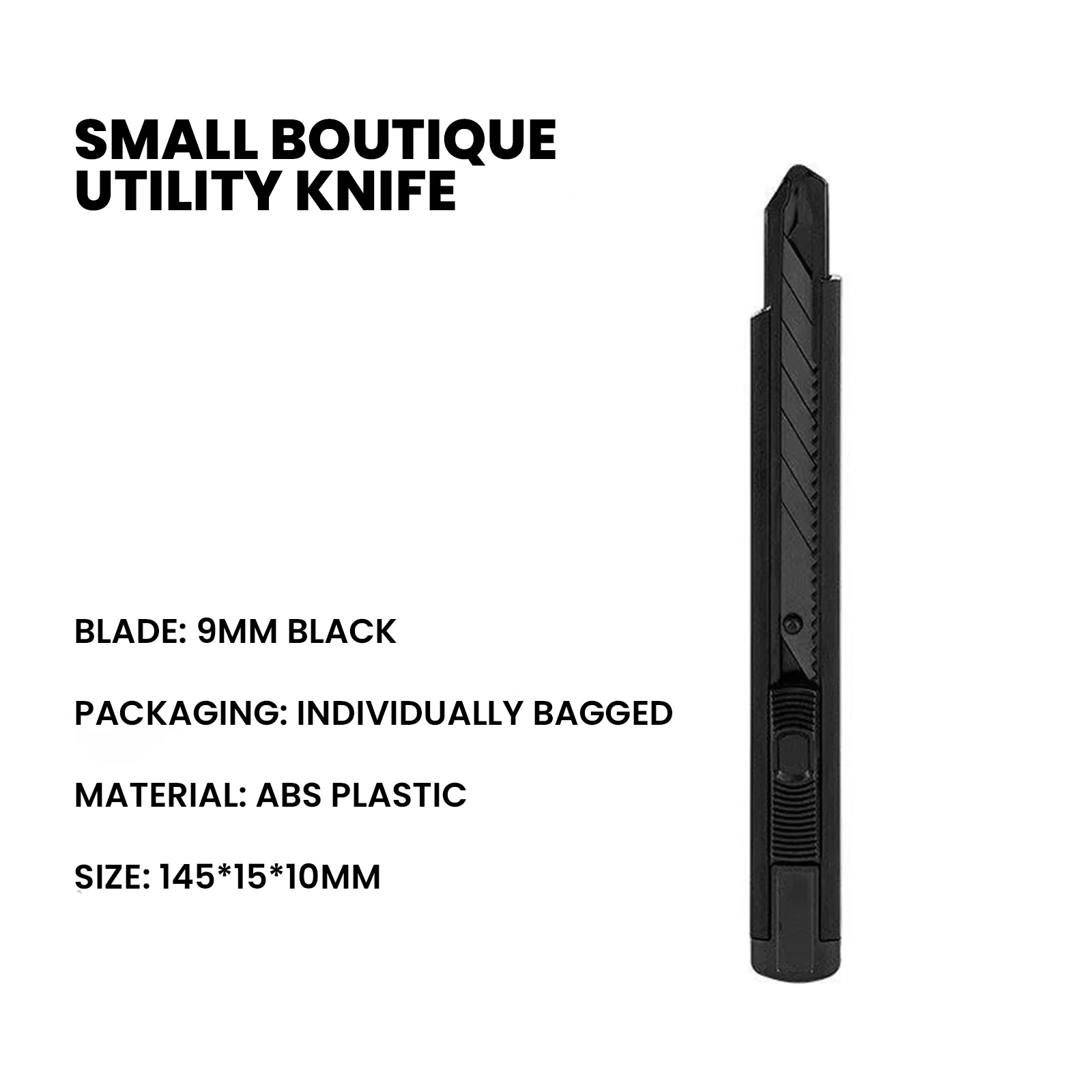 Retrátil Carbon Steel Box Cutter, Lâmina cortador portátil, Auto-Locking Clip, Projeto Ferramenta de Corte, Exames Desembalagem Papelaria, 9mm