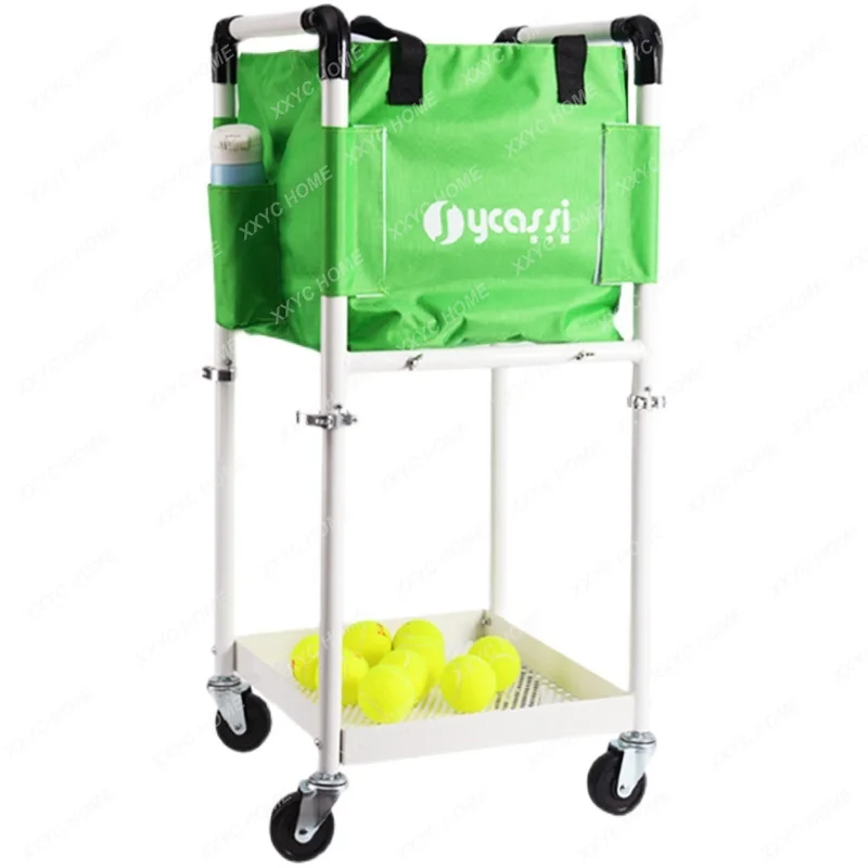

Tennis Cart Ball Pick-up Box Basket Mobile Folding Portable Coach Car Badminton Tennis Ball Hooper Ball Picker