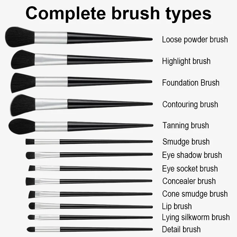 New 13PCS Makeup Brushes Set Super soft EyesShadow Lip Contouring Brush Loose Powder Concealer brochas de maquillaje Makeup Tool