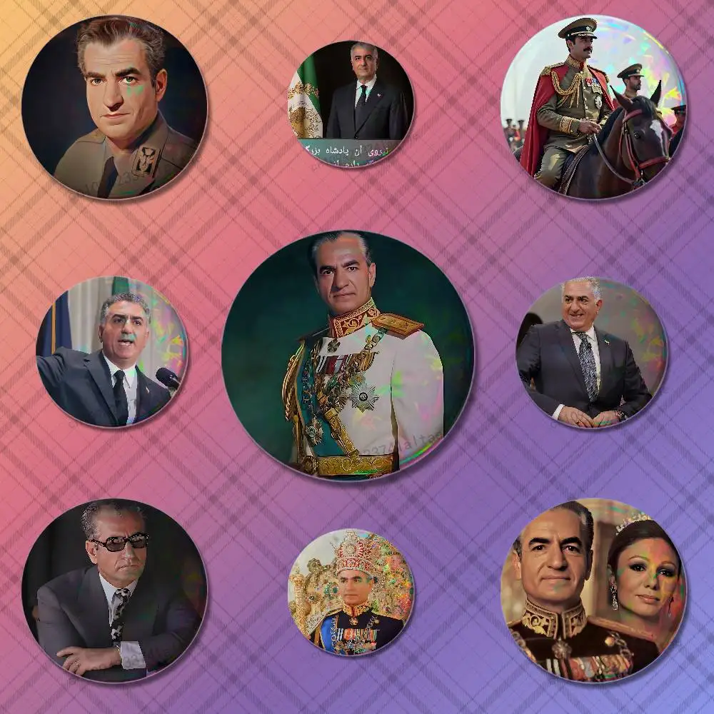 Iran Mohammad Reza P-Pahlavi Badges Round Cosplay Pin Bag Decor Fans Collect Friends Gifts Brooch Souvenir