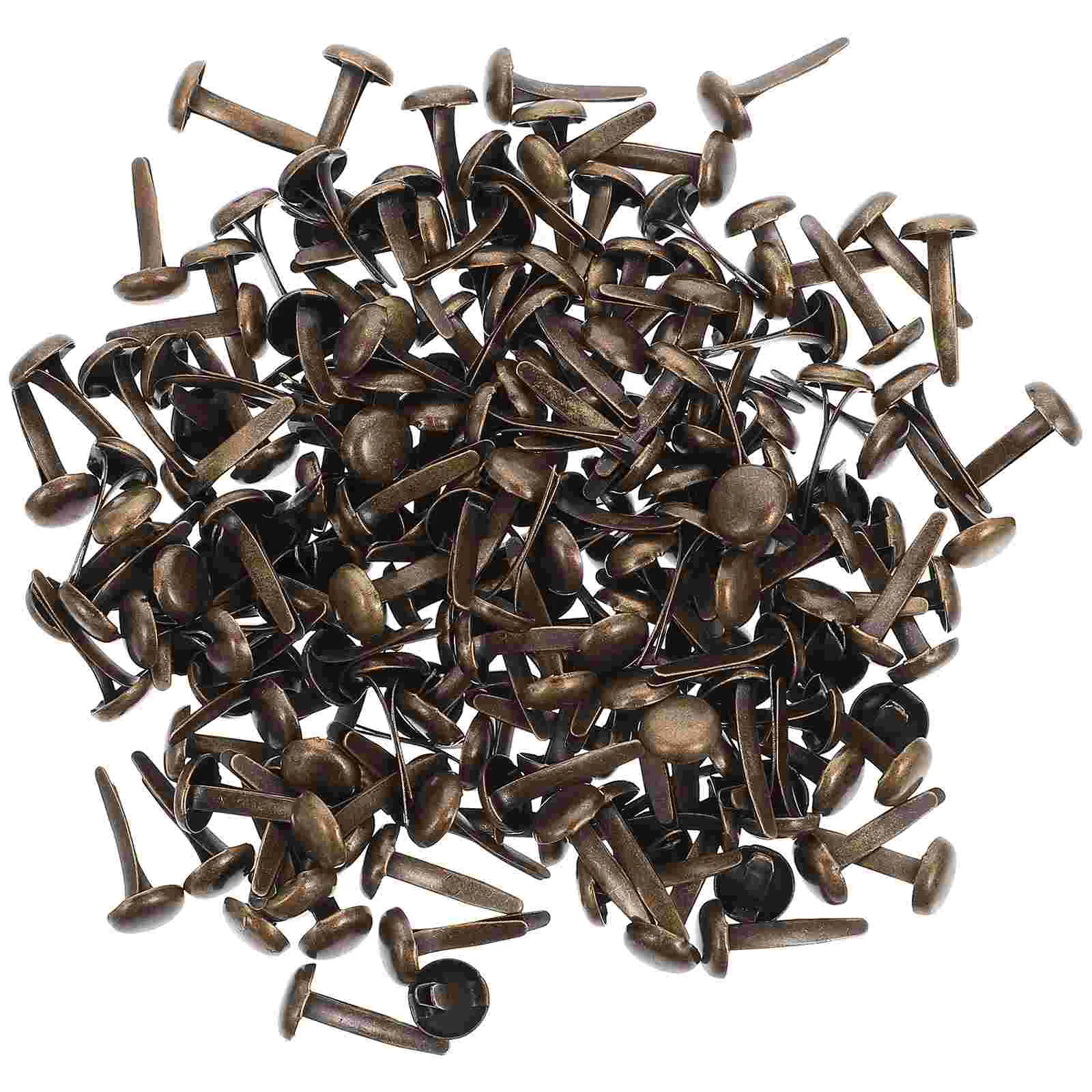 200 Pcs Mini Decor Brad Fasteners DIY Two-legged Nails Decorate Paper Round Scrapbooking Iron Brads Office