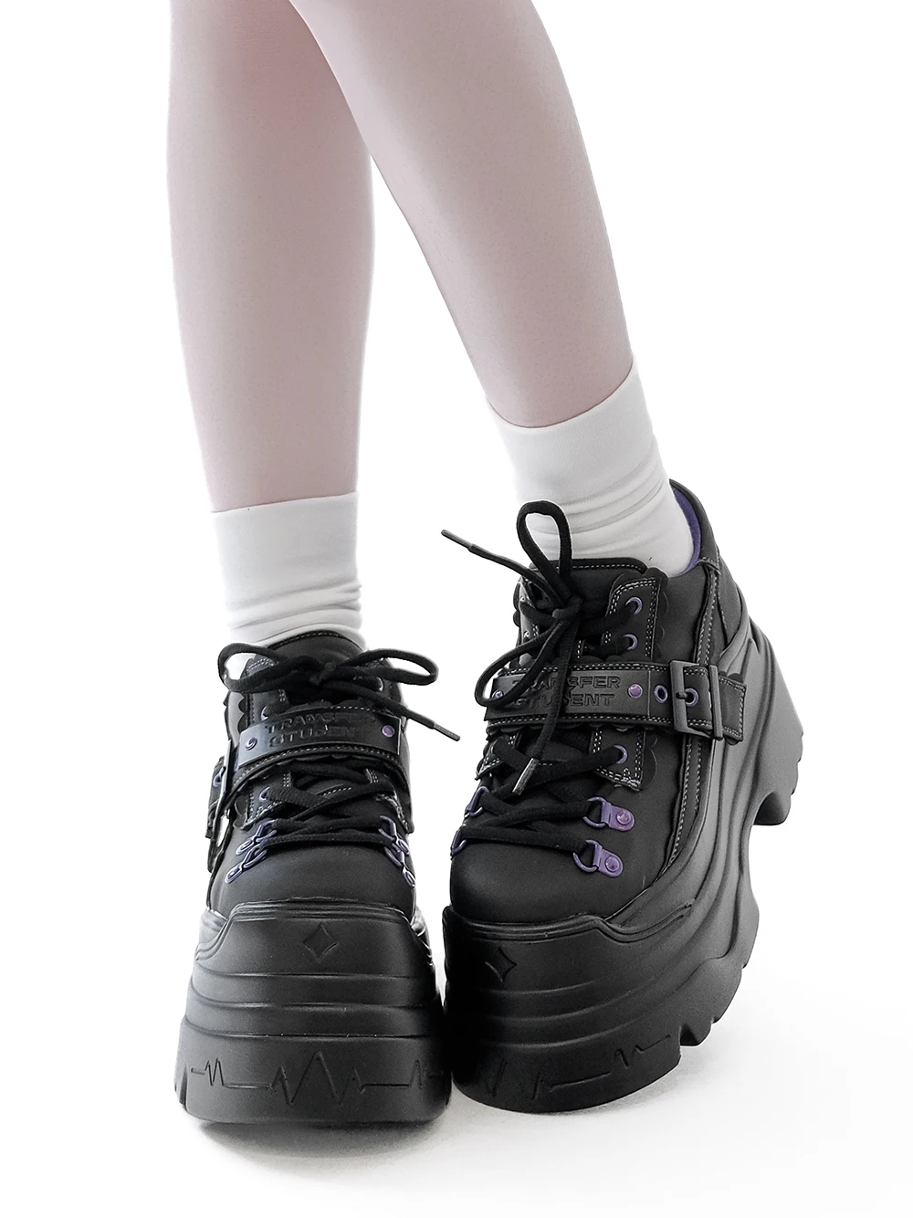 

Original Subculture Platform Shoes Y2K Y2K Punk Style Thick Sole Shoes High Heel Cross Strap Deep Mouth Shoes Buckle Strap