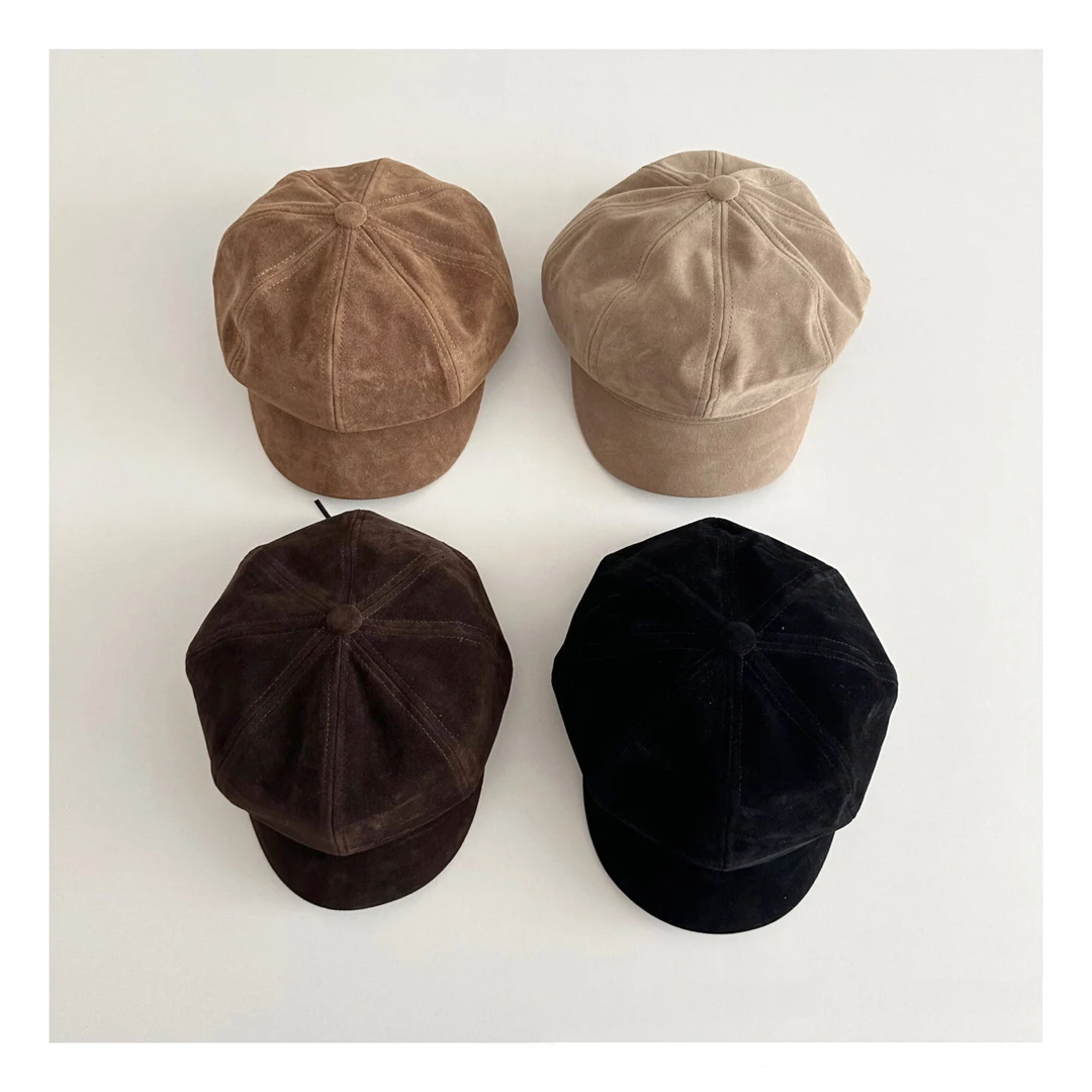 

MILANCEL New Winter Kids Beret Solid Color Versatile Baby Boys Flat Cap Vintage Fashion Children Girls Cap