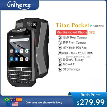 Unihertz Titan Pocket Small QWERTY 스마트 폰 안드로이드 11 6GB 128GB 3.1 인치 듀얼 SIM 잠금 해제 키보드, NFC 핸드폰 16MP 전화 