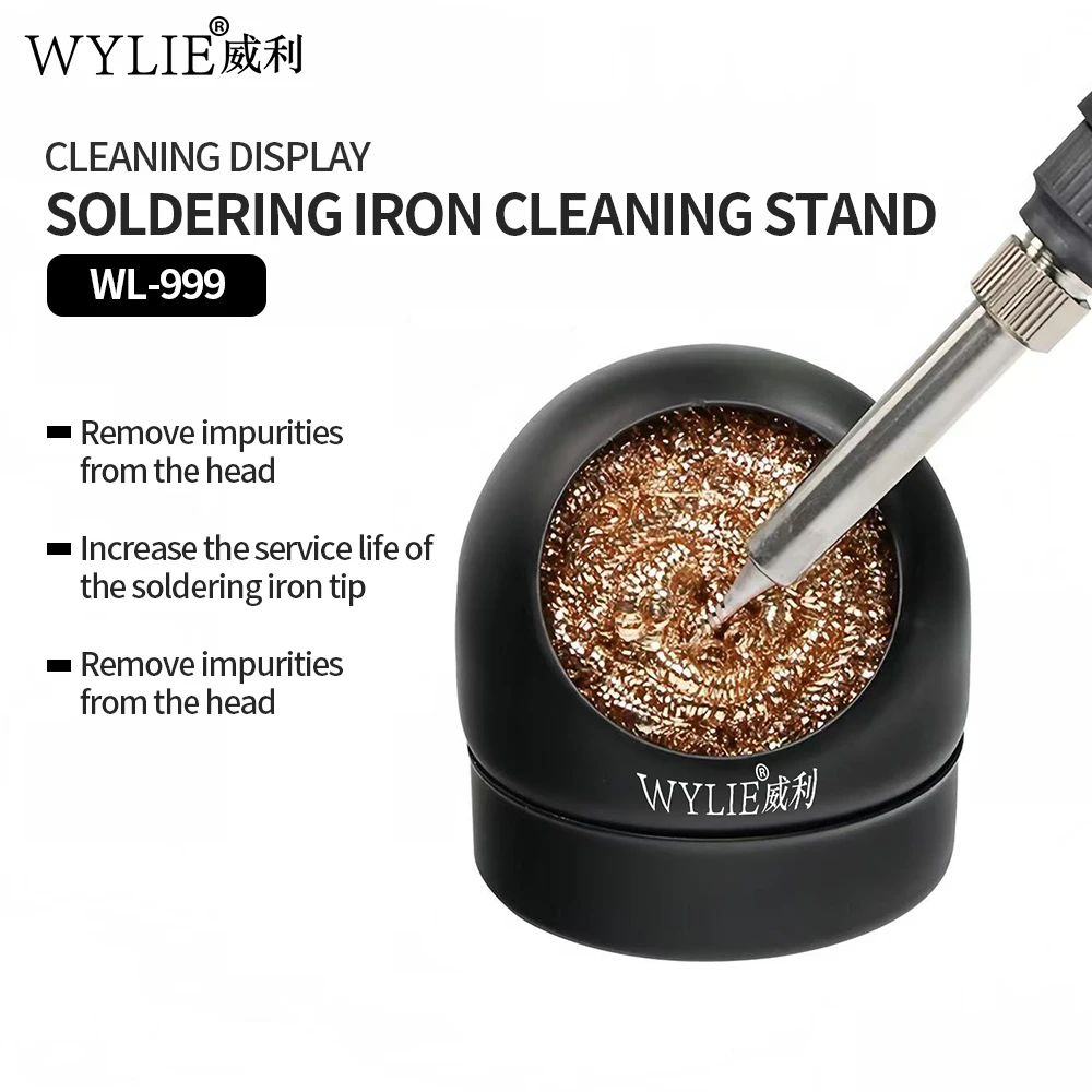 

WYLIE WL-999 сиденье для чистки паяльника со стальной проволокой 360, чистка для ремонта паяльника, инструменты для чистки жала паяльника