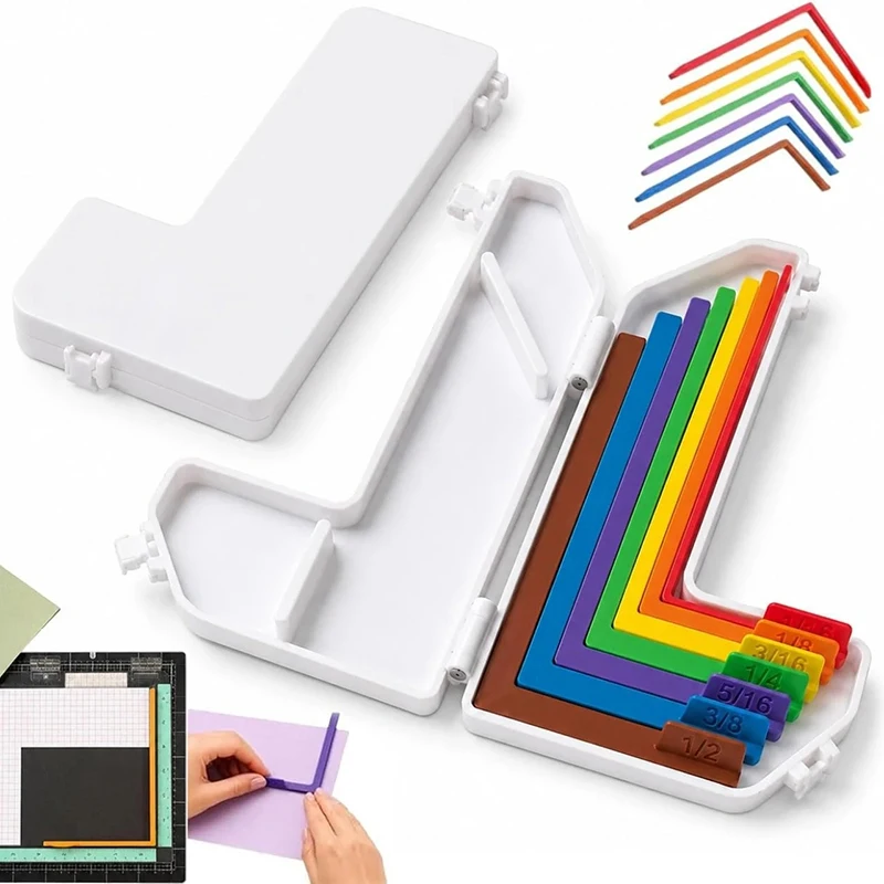 Paper Crafting Alignment Guide Set With Storage Box 7 Edge Precision Laminated Spacers Color Coded Card Making Scrapbooking DIY