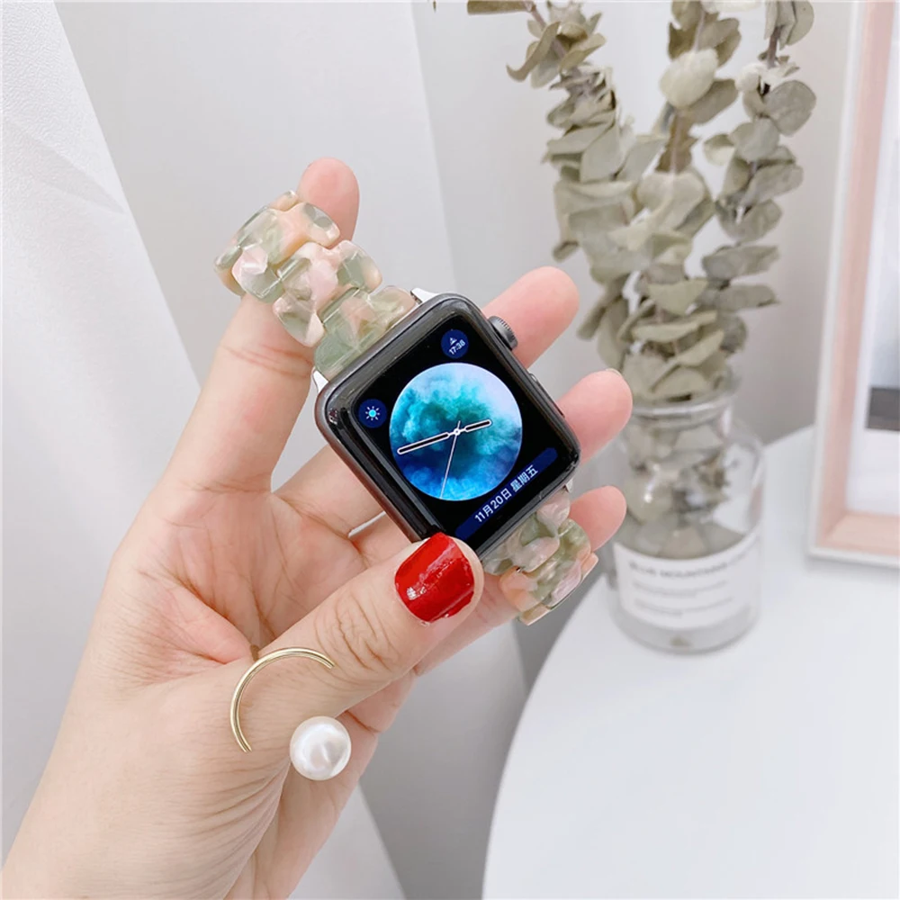 New Resin Strap for Apple Watch Ultra 87654SE 49mm 45mm 41mm 44mm 40mm Women Fashion Bracelet Wristband for iWatch 3 2 42mm 38mm