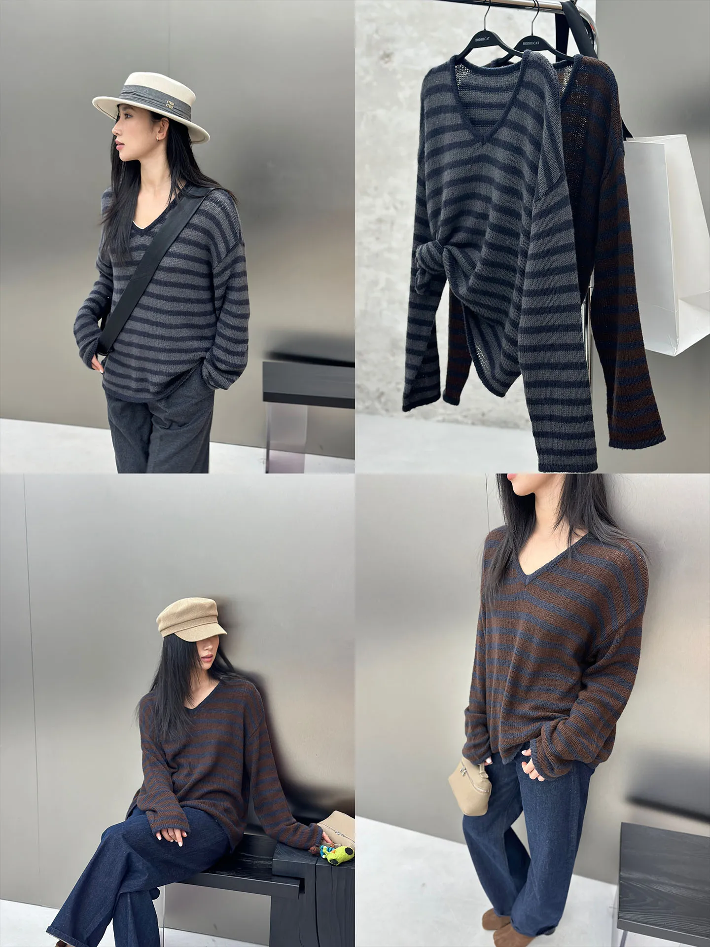 

Ultra Soft Wool Camere Knitted Sweater Women's Casual Stripe Street Sle round Ne Long Sve Warmth Spring Autumn Winter