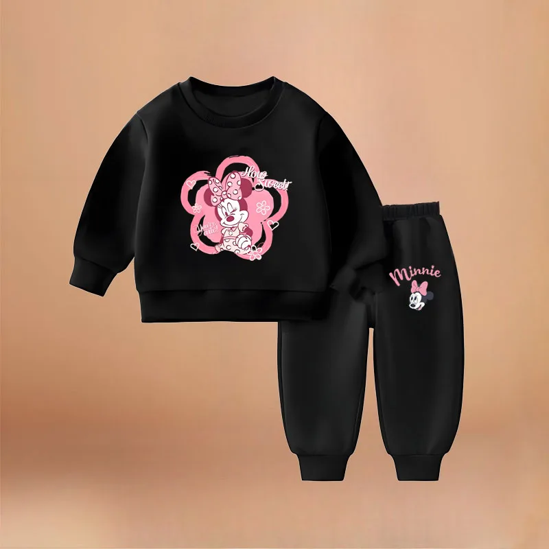 

Disney Minnie Printed Girls Long Sleeve Hoodie Set Autumn Children's Pullover and Pants 2pcs Suit Kids Casual Sportswear New