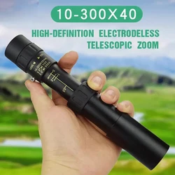 Binóculos poderosos com zoom 10-300X, telescópio monocular profissional de longo alcance HD 4K de alta qualidade BAK4-Prisms portátil para acampamento