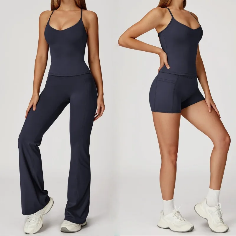 

Women's Fashion Yoga Set Quick Drying Slimming Beautiful Back Sports Set Outdoor Running Fitness and Leisure Set