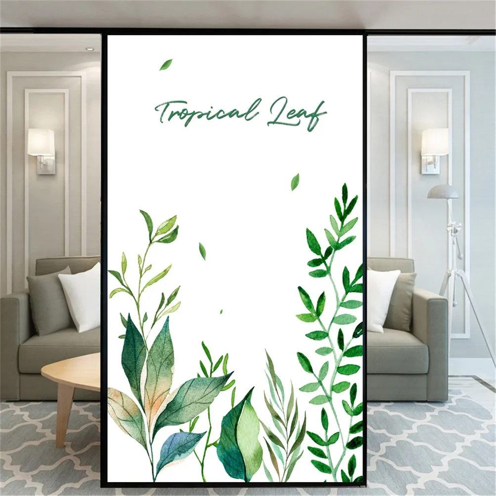 Static Cling Decorative Windows Film Privacy Plant Leaves Stained Glass Window Stickers Window Tint 67