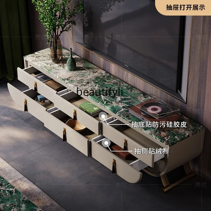 

6239Light luxury TV cabinet Villa living room Modern Italian high-end marble coffee table Floor cabinet6239