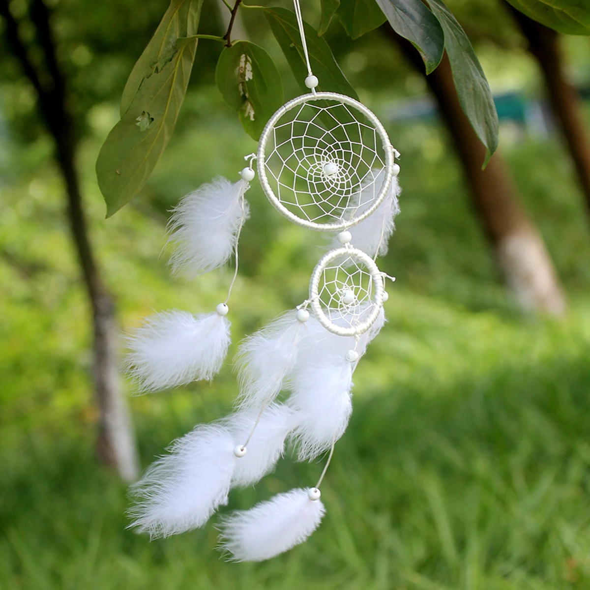 Dream Catcher Handmade Feather Beads Wall Hanging  Elegant Dreamcatcher for Bedroom Living Room Window Balcony Yard  Decoration