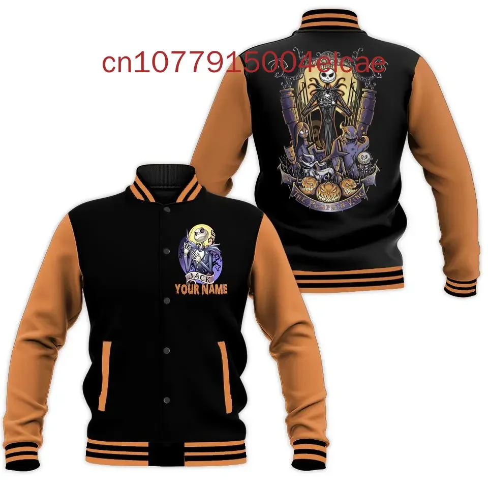 Disney The Nightmare Before Christmas Jack SkeletonChaqueta de béisbol de Halloween de otoño e invierno para hombres y mujeres