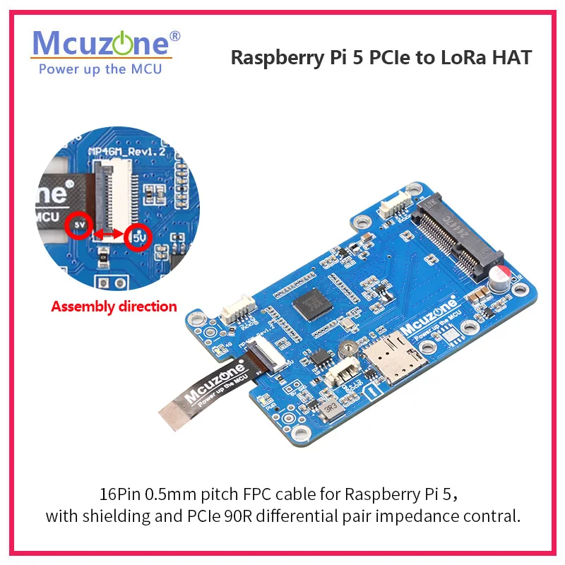 MPULoRa, Raspberry Pi 5 PCIE para LoRa HAT, pode ser usado para expandir 1-3 módulos 4G