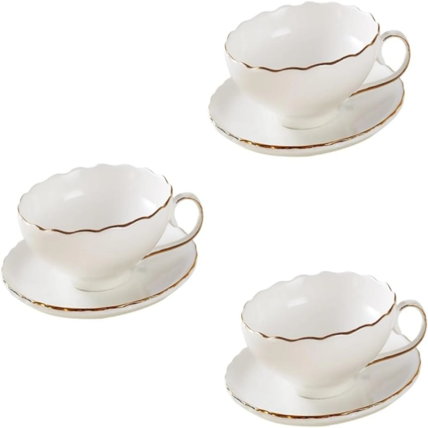 Stylish and sophisticated, these high-quality porcelain tea cups and saucer sets are perfect for an elegant and luxurious kitche