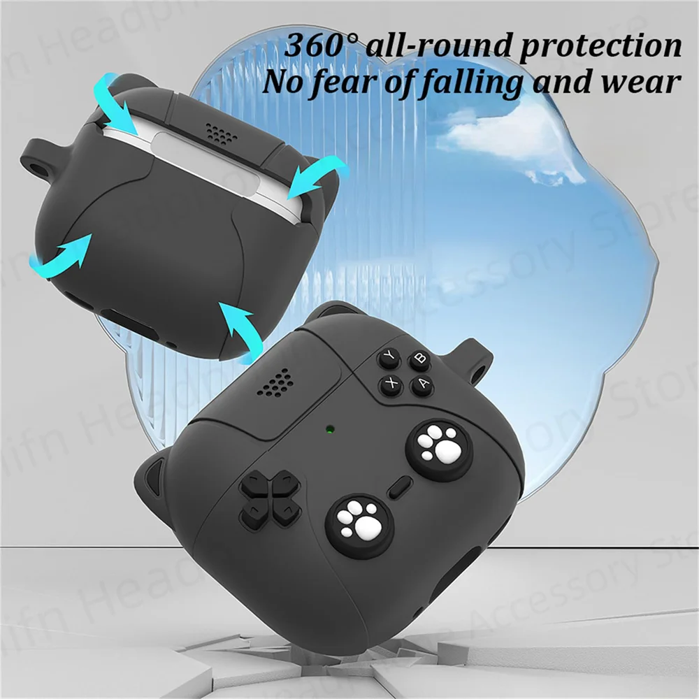 ใหม่น่ารักสําหรับ AirPods 4 พร้อมการตัดเสียงรบกวนแบบแอคทีฟพร้อมแหวน 3D การ์ตูนซิลิโคนอ่อนนุ่มไร้สายชาร์จเคสกันกระแทก