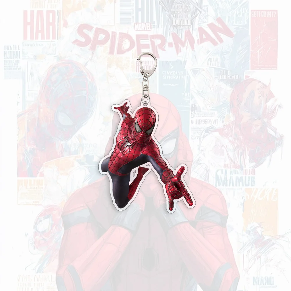 Chaveiro de Acrílico do Homem-Aranha, Acessórios de Anime, Pingente para Chave de Carro, Mochila Escolar Infantil, Brinquedo de Aniversário, Presente 