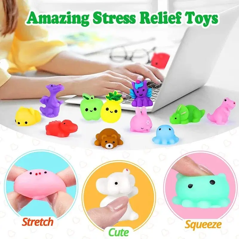 20Pcs Mini Cute Cartoon Animal Stress Relief Toys For Boys Girls Birthday Party Favor Piñata Filler Carnival Kids Party Supplies