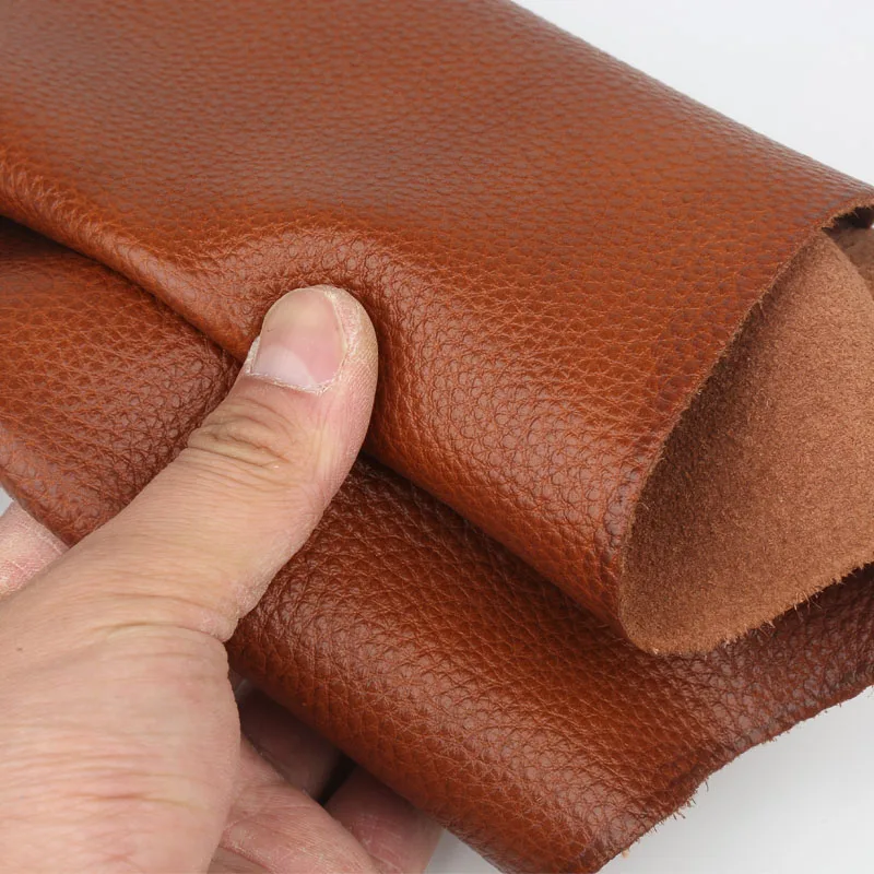 

1.5mm yellow brown dual color pullover layer cowhide leather leather material, red brown sofa head, seat, table cushion, lychee