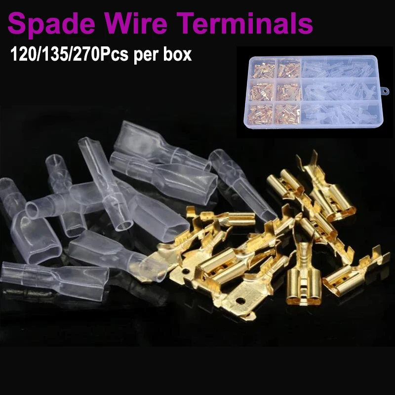 

Boxed Male Female Spade Wire Connector Terminals Insulated 2.8/4.8/6.3mm Electrical Crimp Terminal Connectors Assortment Kit