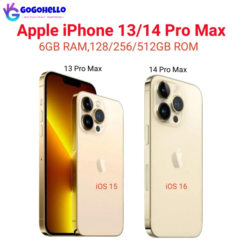 Unlocked Original Apple iPhone 13/14 Pro Max 1SIM+1eSIM 128/256/512 ROM 6GB 6.7