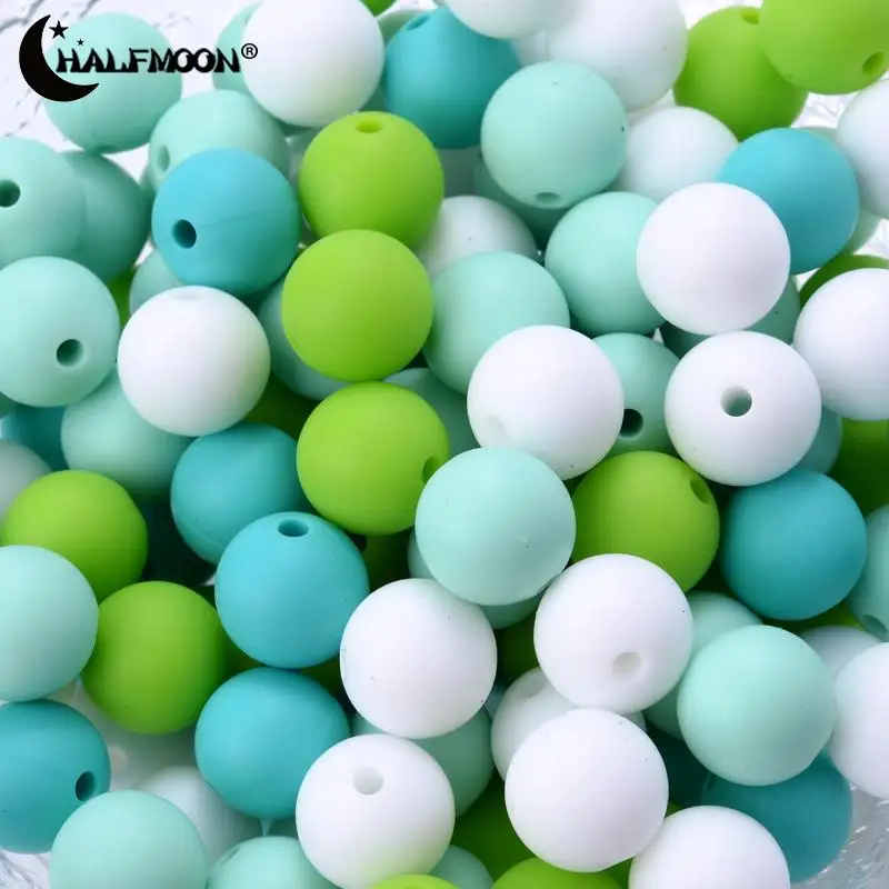 10/30/50Pcs 12mm Mixed Silicone Loose Baby Bead for Chewable Colorful Teething Pacifier Chain Bracelet BPA Free Silicone Beads