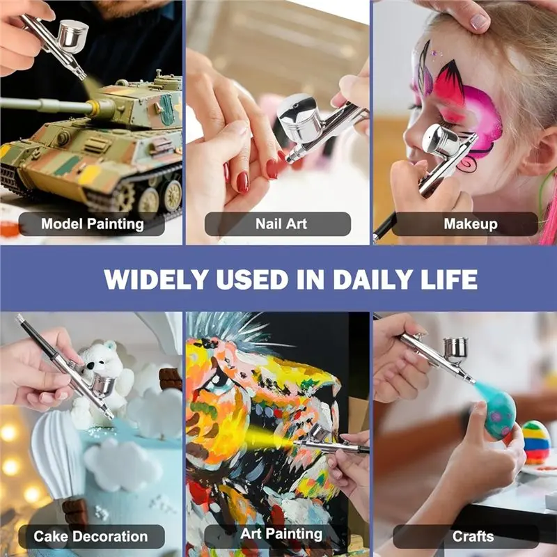 HHO-Dual-Action 0.3Mm Airbrush Gun Kit- Feed Functionality For Painting, Modeling, Cake Decorating, Makeup, Nails, Crafts