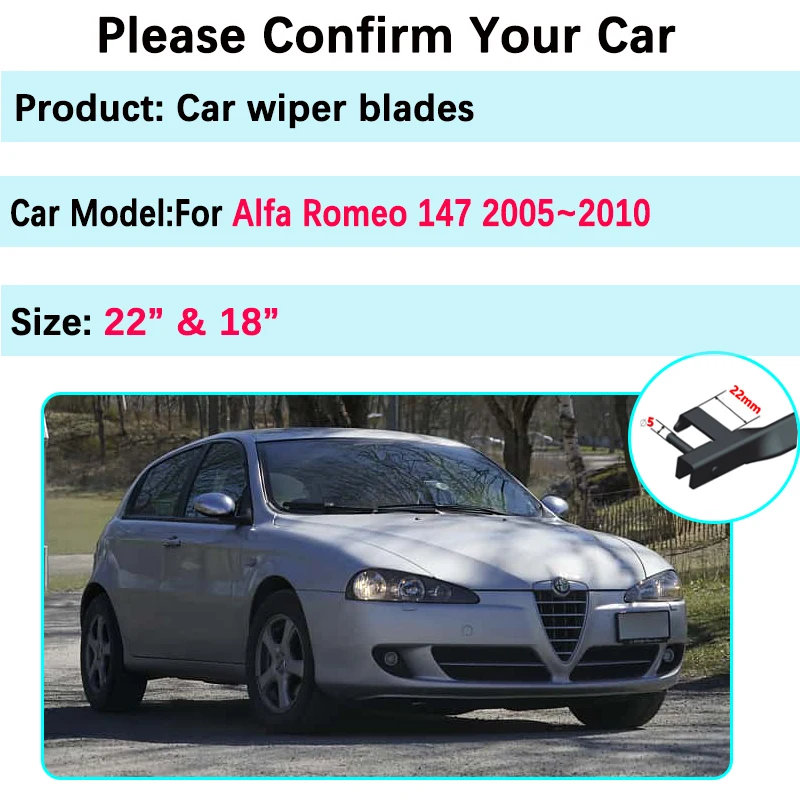 Car Windscreen Wiper For Alfa Romeo 147 937 2005 2006 2007 2008~2010 Front Window Wiper Premium Beam Blade Cutte Car Accessories